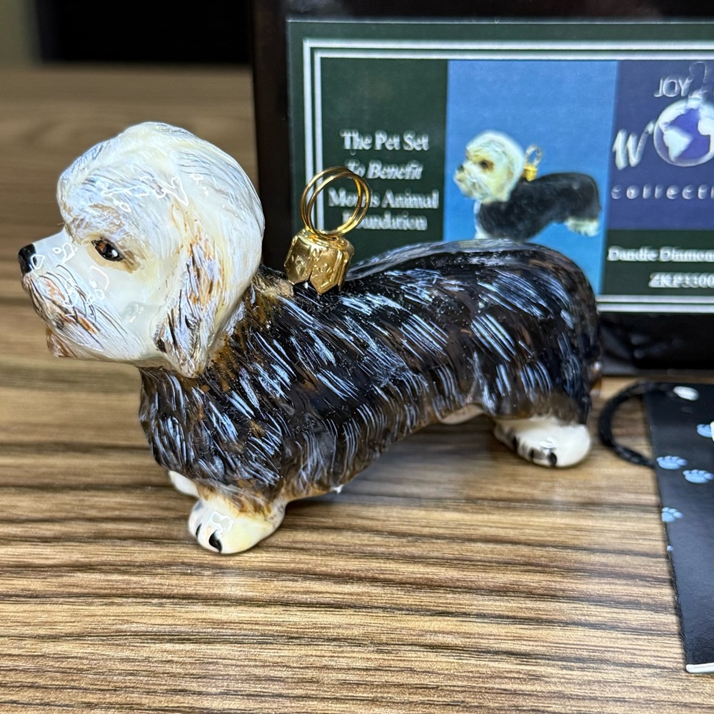 Joy To The World “Pet Set” Dandie Dinmont Terrier Collectible Glass Ornament